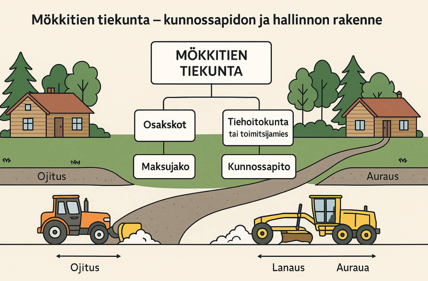 Tiekunta mökkitie – miten yksityistien hallinto ja kunnossapito toimii vapaa-ajan asukkaiden teillä